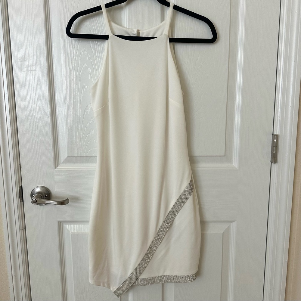 BCX Cream Mini Dress with Silver Trim